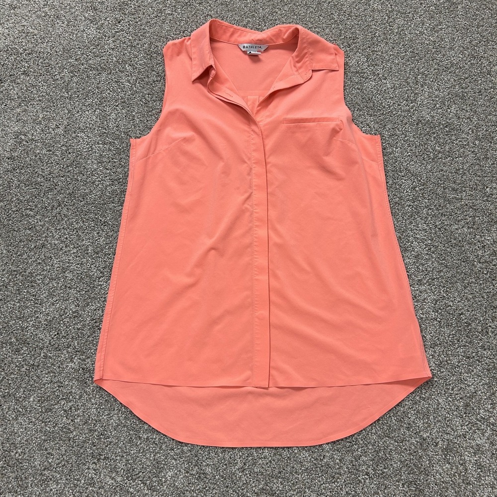 Athleta Urbanite II Tank Top Womens Small Petite Pink Collared Sleeveless Tunic